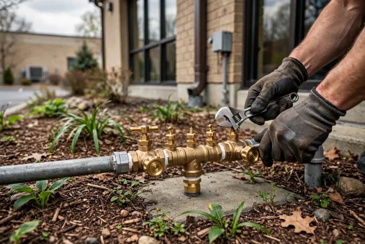 Outdoor backflow preventer assembly with brass valves and test cocks